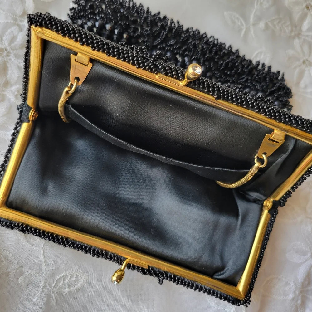 Walborg Richere Black Beaded Purse ~ Vintage ~ 1960s ~ Exquisite! ~ Loose Beads - Picture 7 of 16